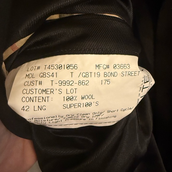 Burberry Black 100% Wool Lightweight Men's Blazer 42 Long - Picture 3 of 4